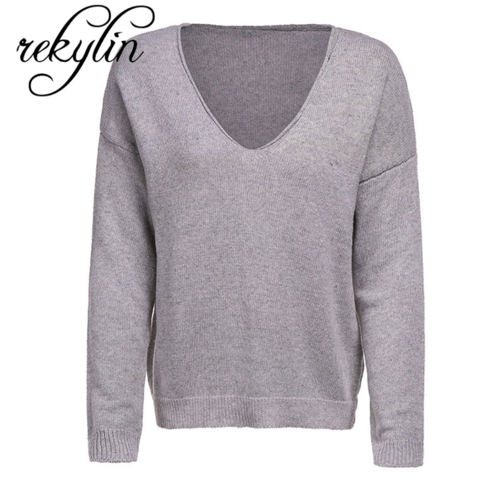 Soft Oversized Loose Fitting V-neck Knit Sweater - Picture 6 of 7